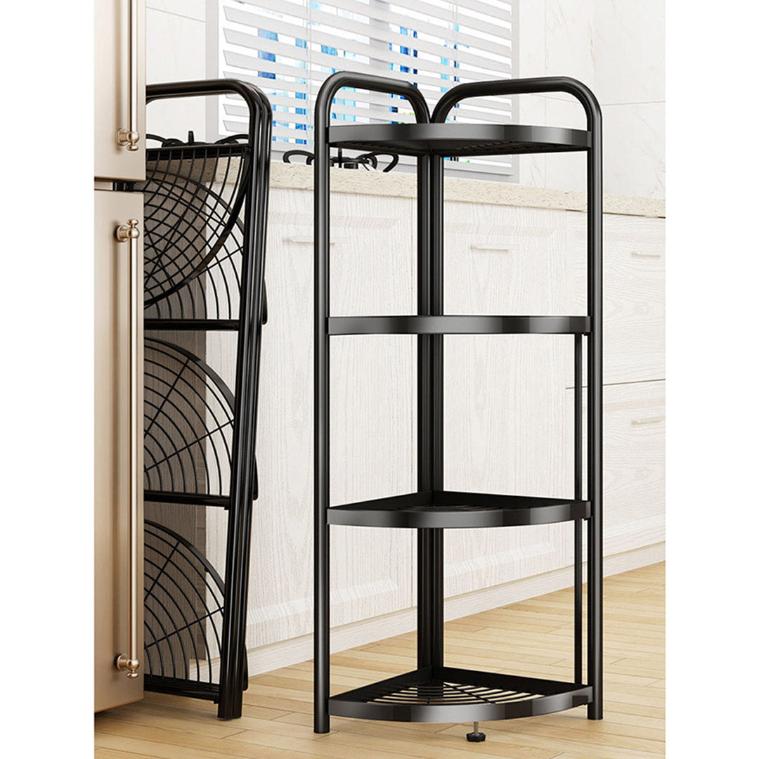 SOGA 2X 4 Tier Steel Triangular Corner Stand Multi-Functional Shelves Portable Storage Organizer
