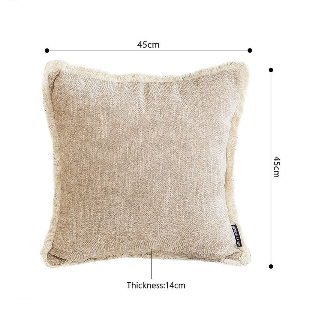 SOGA 2X 45cm Milk Coffee Home Aesthetic Chenille Texture Tassel Square Throw pillow