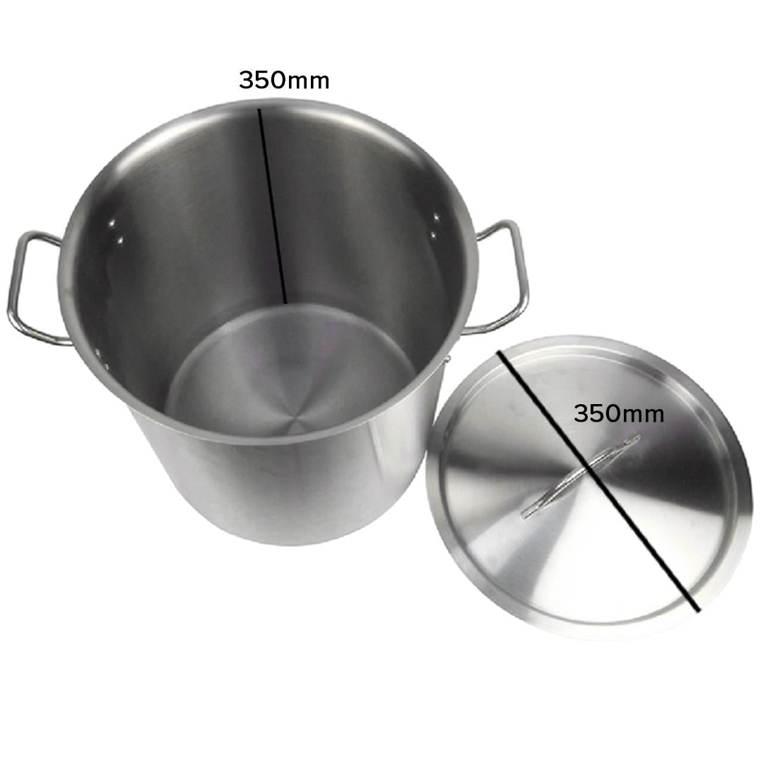 SOGA Stock Pot 33L Top Grade Thick Stainless Steel Stockpot 18/10