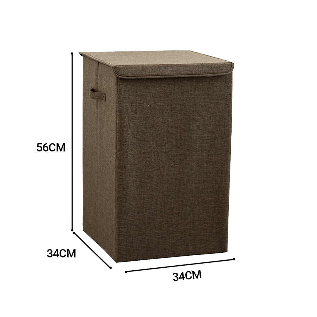 SOGA 2X Coffee Medium Collapsible Laundry Hamper Storage Box Foldable Canvas Basket Home Organiser Decor