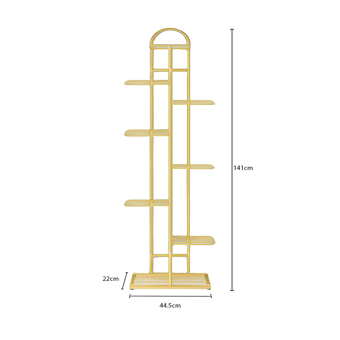 SOGA 2X 8 Tier 9 Pots Gold Metal Plant Stand Flowerpot Display Shelf Rack Indoor Home Office Decor