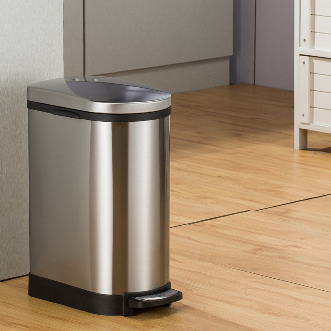 SOGA 4X Foot Pedal Stainless Steel Rubbish Recycling Garbage Waste Trash Bin 10L U