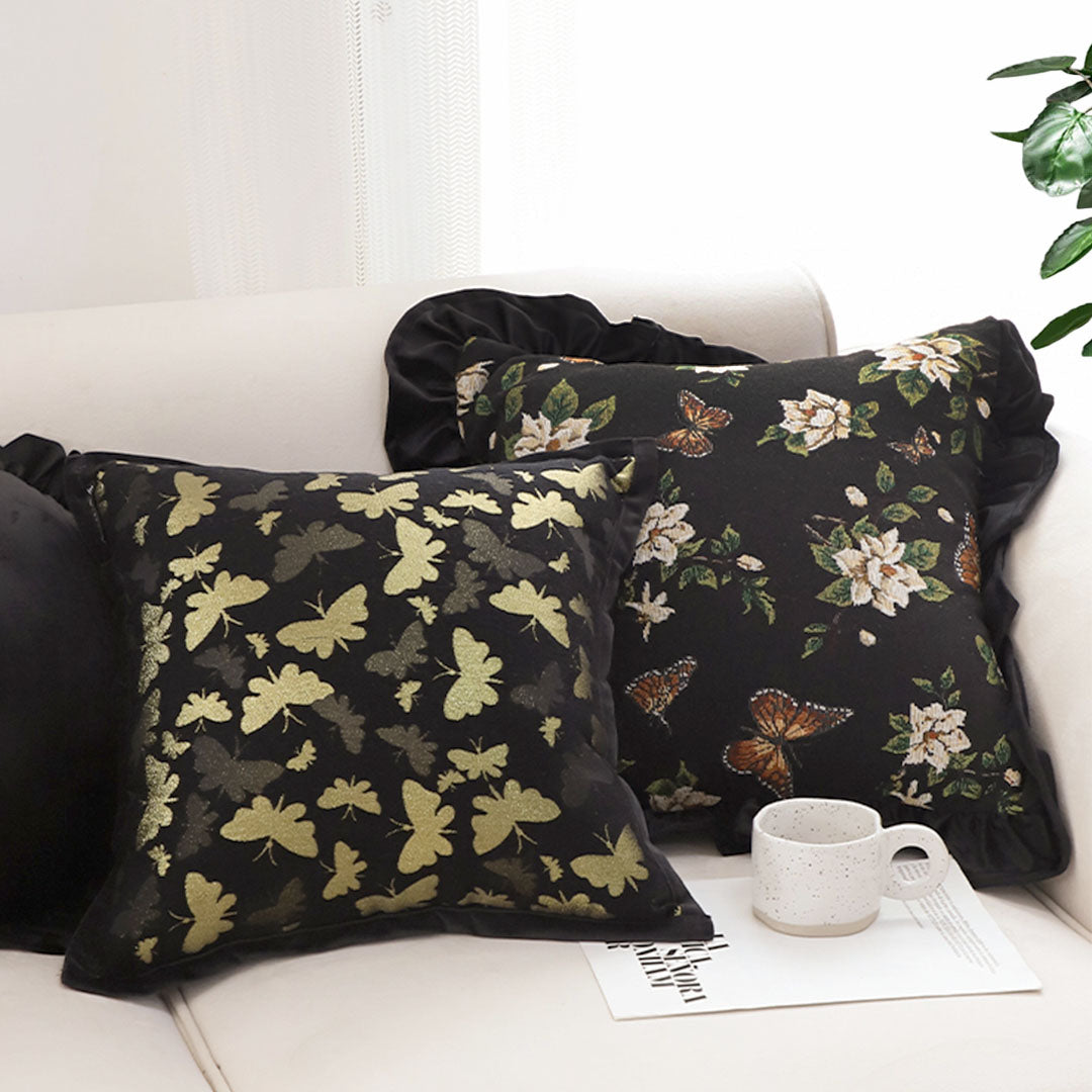 SOGA 2X 45cm Vintage Butterfly with Covers Case Decorative Decor Monarch Floral Throw Pillow
