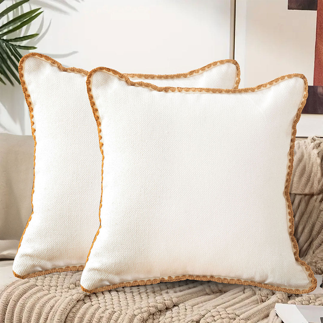 SOGA 2X 45cm Warm Wood Tone & Apricot Shell Edged Square Throw Pillow