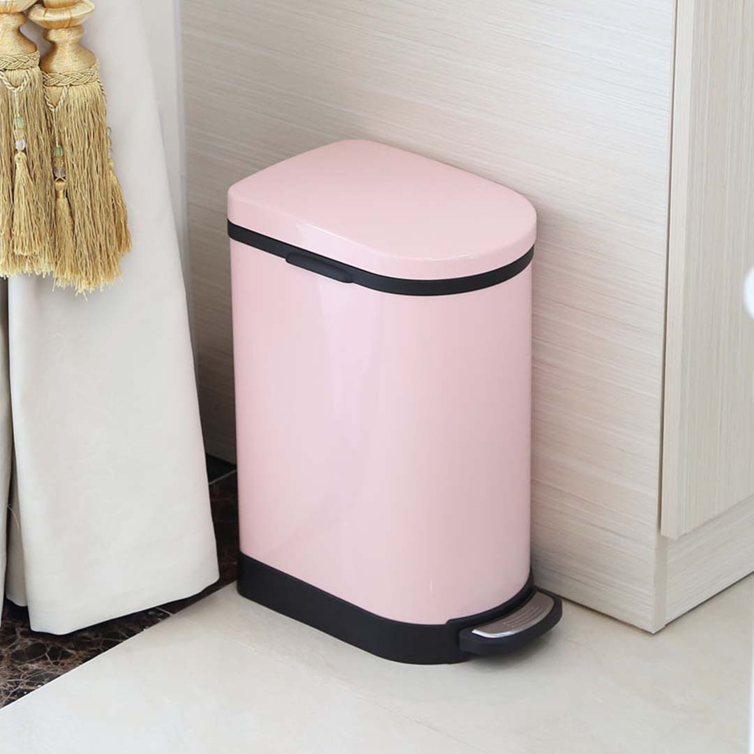 SOGA 4X Foot Pedal Stainless Steel Rubbish Recycling Garbage Waste Trash Bin 10L U Pink