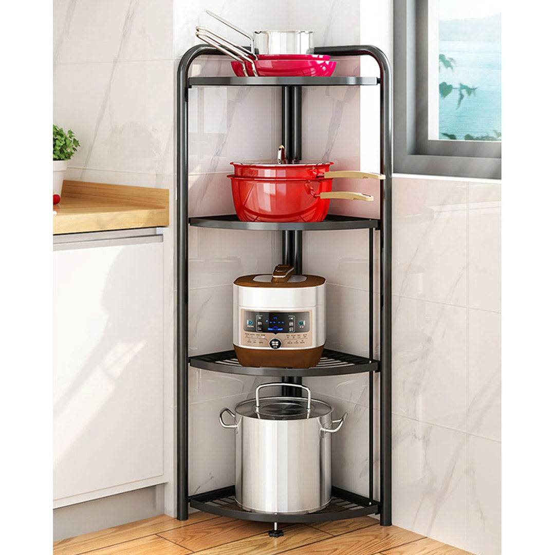SOGA 2X 4 Tier Steel Triangular Corner Stand Multi-Functional Shelves Portable Storage Organizer