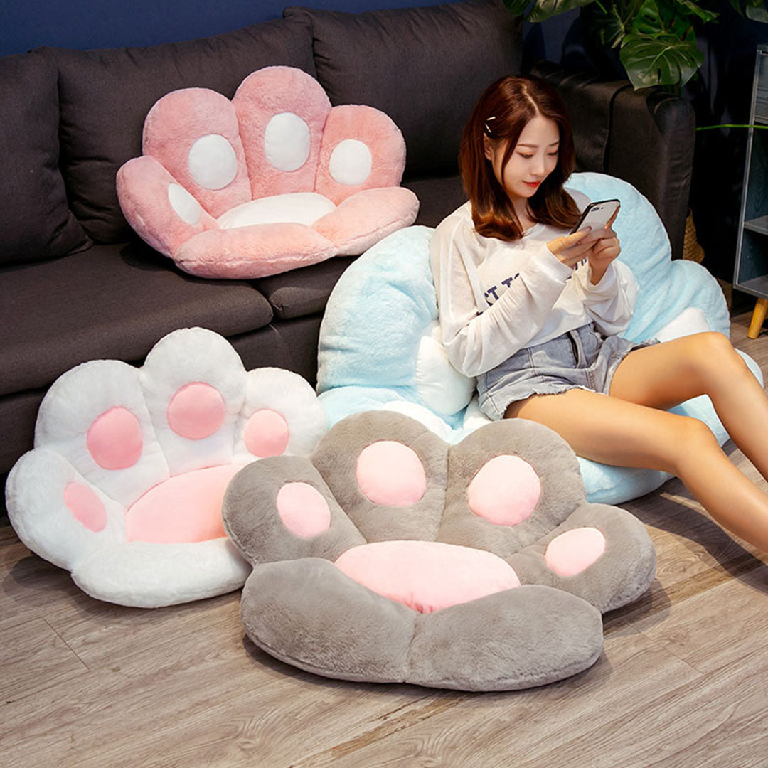 SOGA 2X 70cm White Paw Shape Cushion Warm Lazy Sofa Decorative Pillow Backseat Plush Mat Home Decor