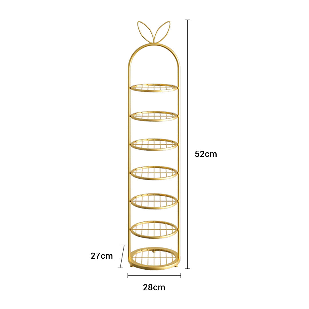 SOGA 2X 7 Tier Bunny Ears Gold Plated Metal Shoe Organizer Space Saving Portable Footwear Storage Shelf