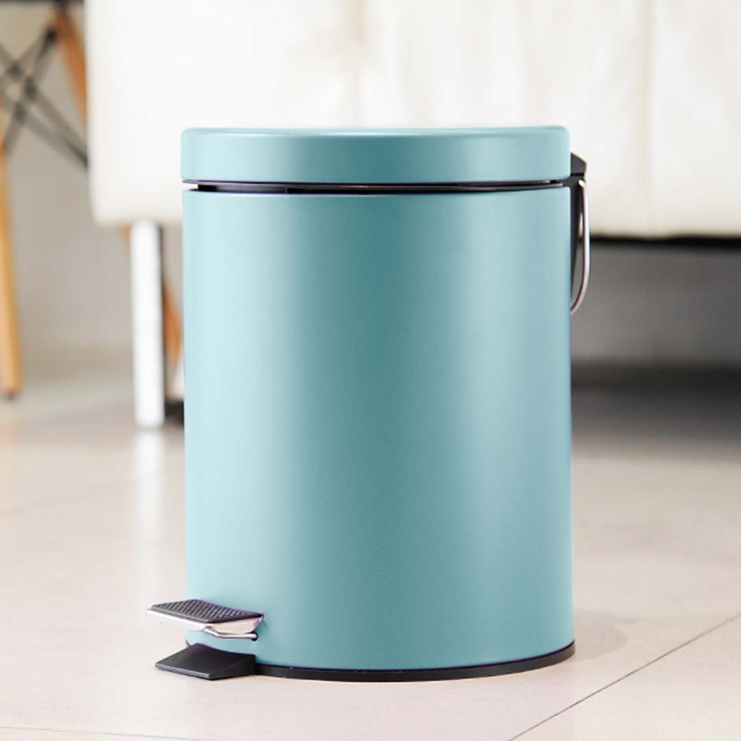SOGA 4X Foot Pedal Stainless Steel Rubbish Recycling Garbage Waste Trash Bin Round 12L Blue