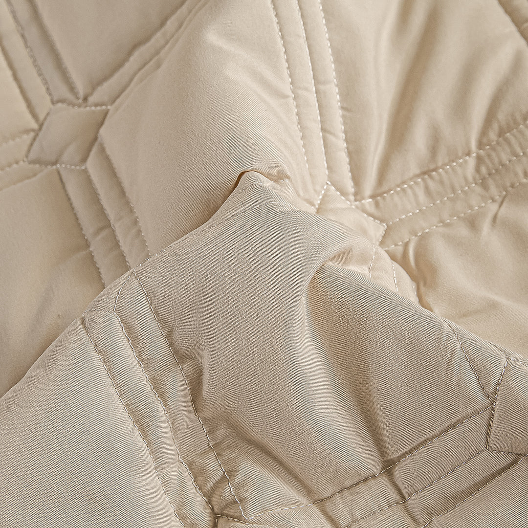SOGA 2X Beige 183cm Wide Mattress Cover Thick Quilted Stretchable Bed Spread Sheet Protector with Pillow Covers