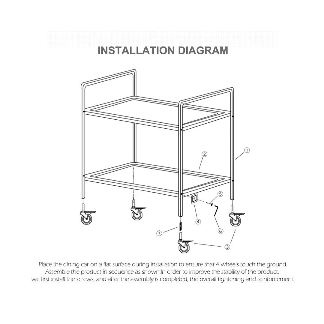 SOGA 2X 2 Tier 75鑴40鑴83cm Stainless Steel Kitchen Trolley Bowl Collect Service Food Cart Small