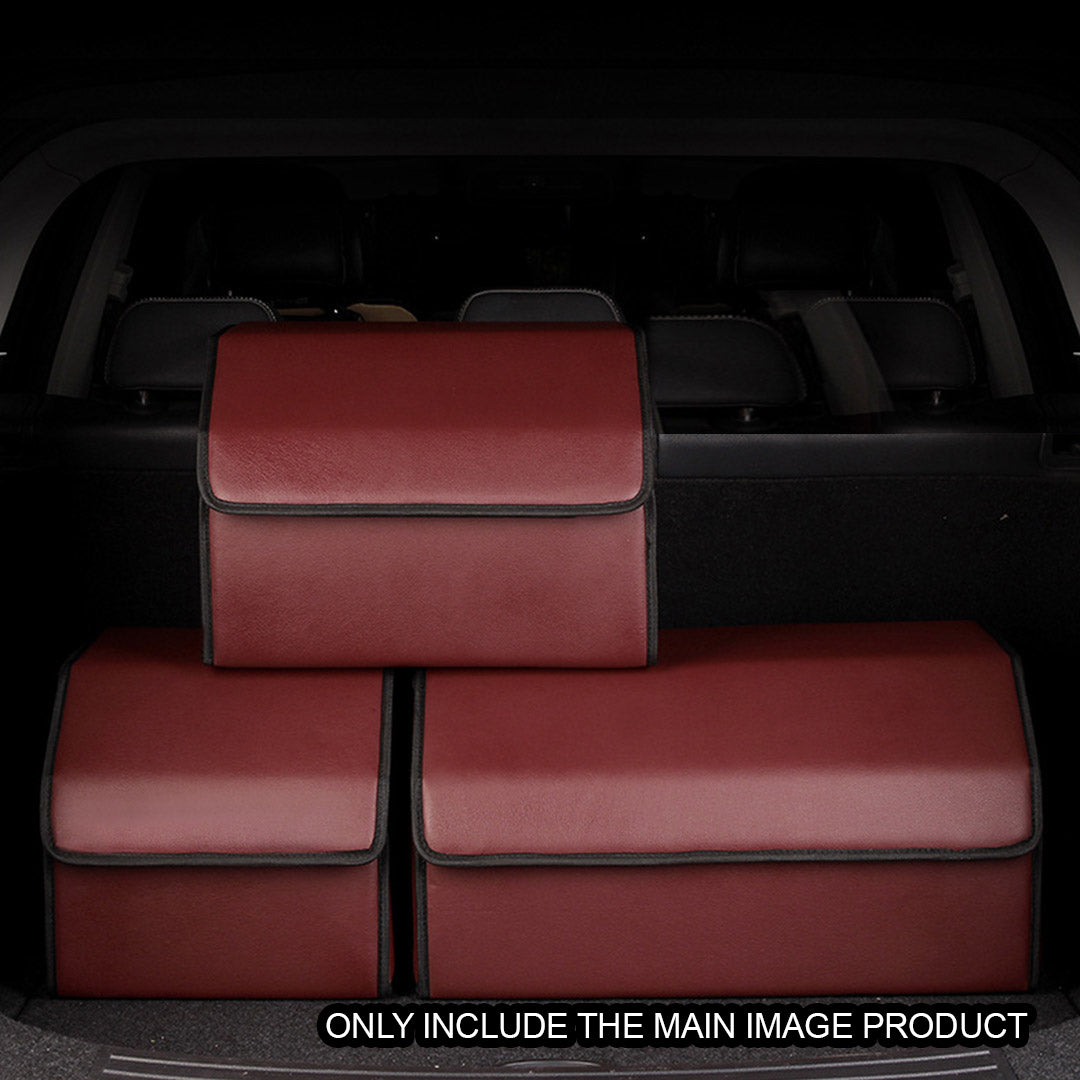 SOGA 4X Leather Car Boot Collapsible Foldable Trunk Cargo Organizer Portable Storage Box Red Small