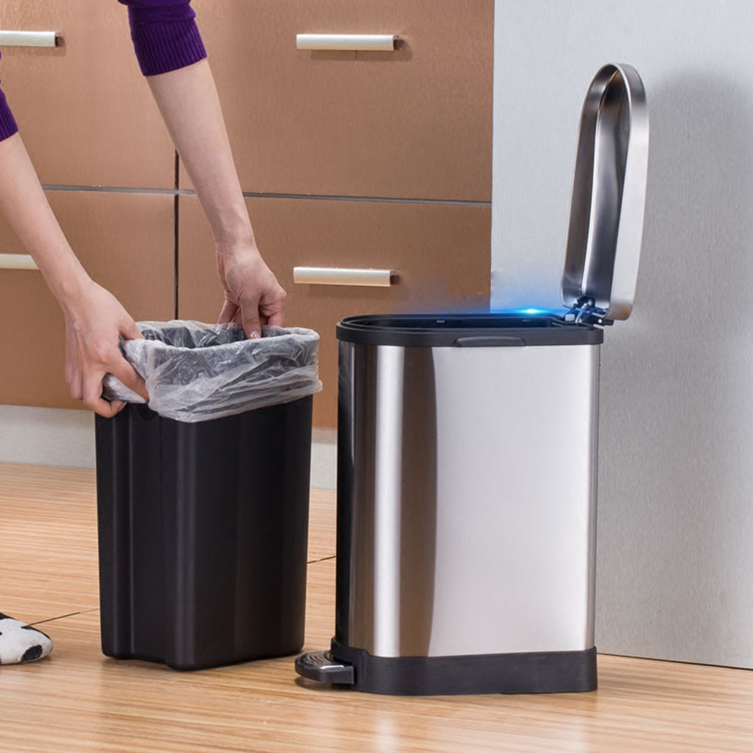 SOGA 4X Foot Pedal Stainless Steel Rubbish Recycling Garbage Waste Trash Bin 10L U