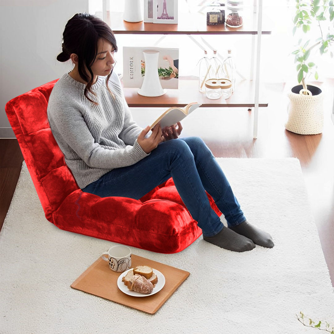SOGA Floor Recliner Folding Lounge Sofa Futon Couch Folding Chair Cushion Red x4