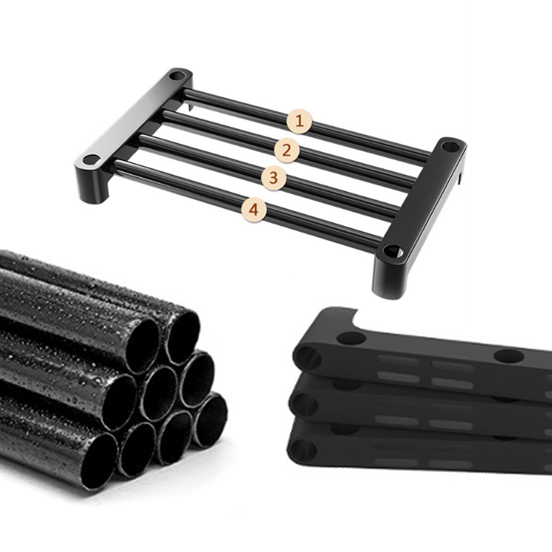 SOGA 2X 16-Shelf Tier Shoe Storage Shelf Space-Saving Caddy Rack Organiser with Side Hooks Black