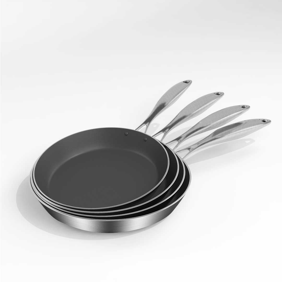 SOGA Stainless Steel Fry Pan 24cm 34cm Frying Pan Induction Non Stick Interior