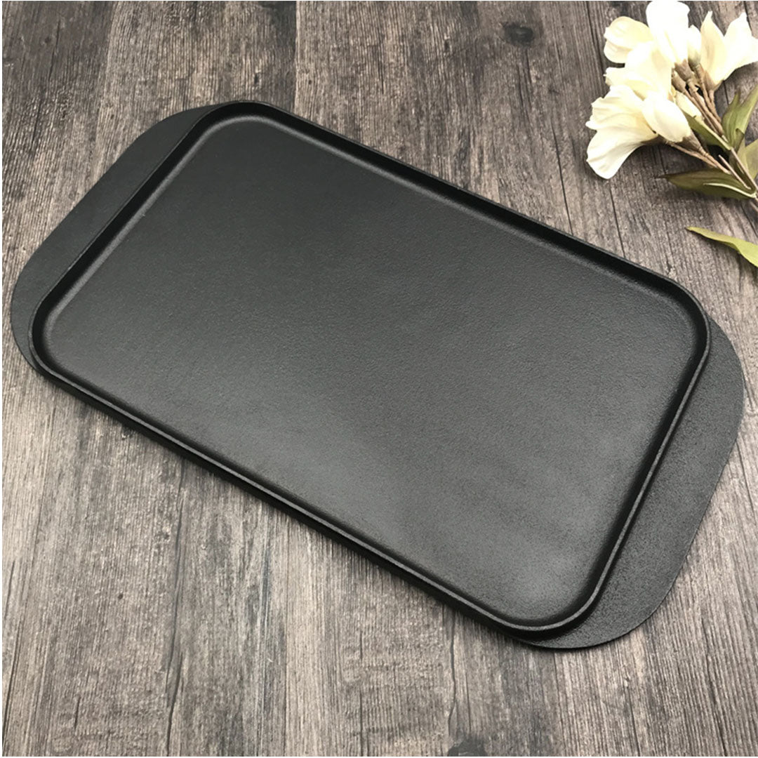 SOGA 2X 47cm Cast Iron Ridged Griddle Hot Plate Grill Pan BBQ Stovetop