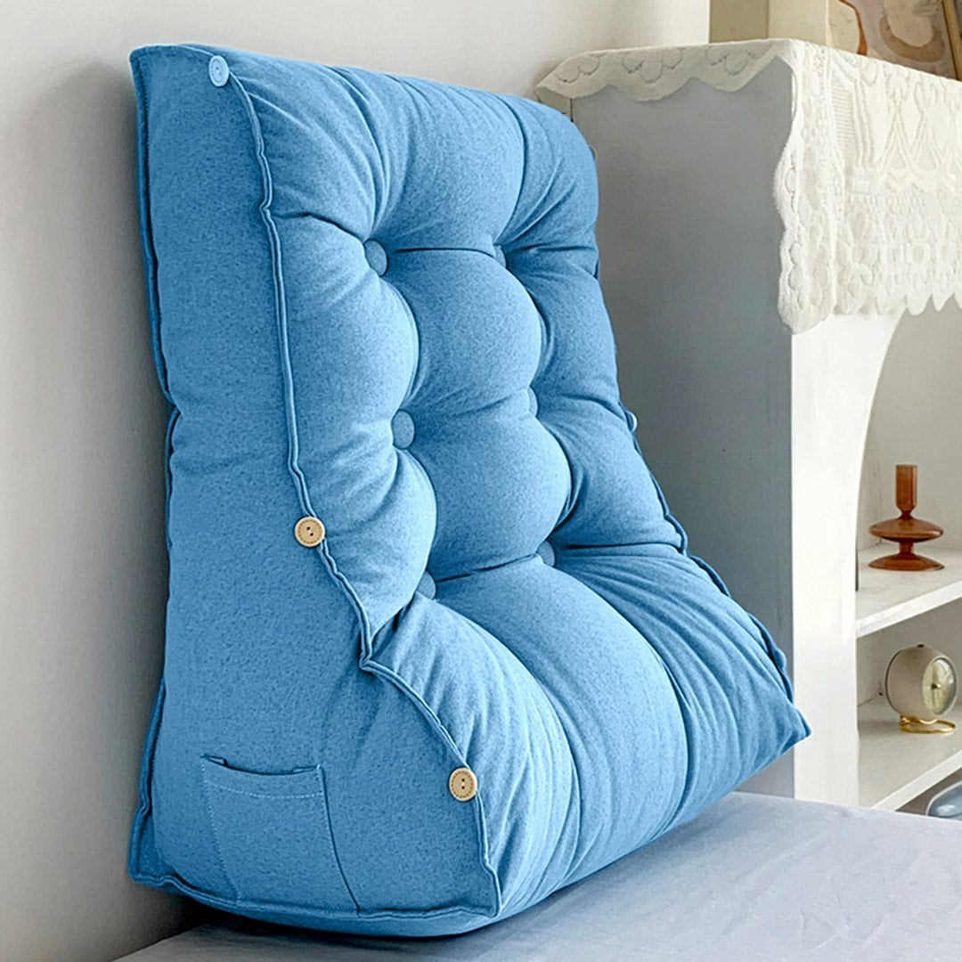 SOGA 4X 45cm Blue Triangular Wedge Lumbar Pillow Headboard Backrest Sofa Bed Cushion Home Decor