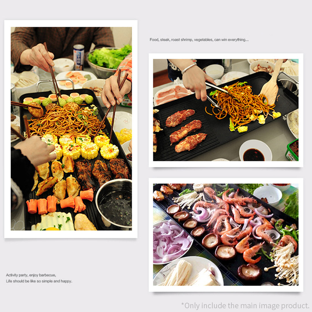 SOGA 2X 48cm Electric BBQ Grill Teppanyaki Tough Non-Stick Surface Hot Plate Kitchen 3-5 Person