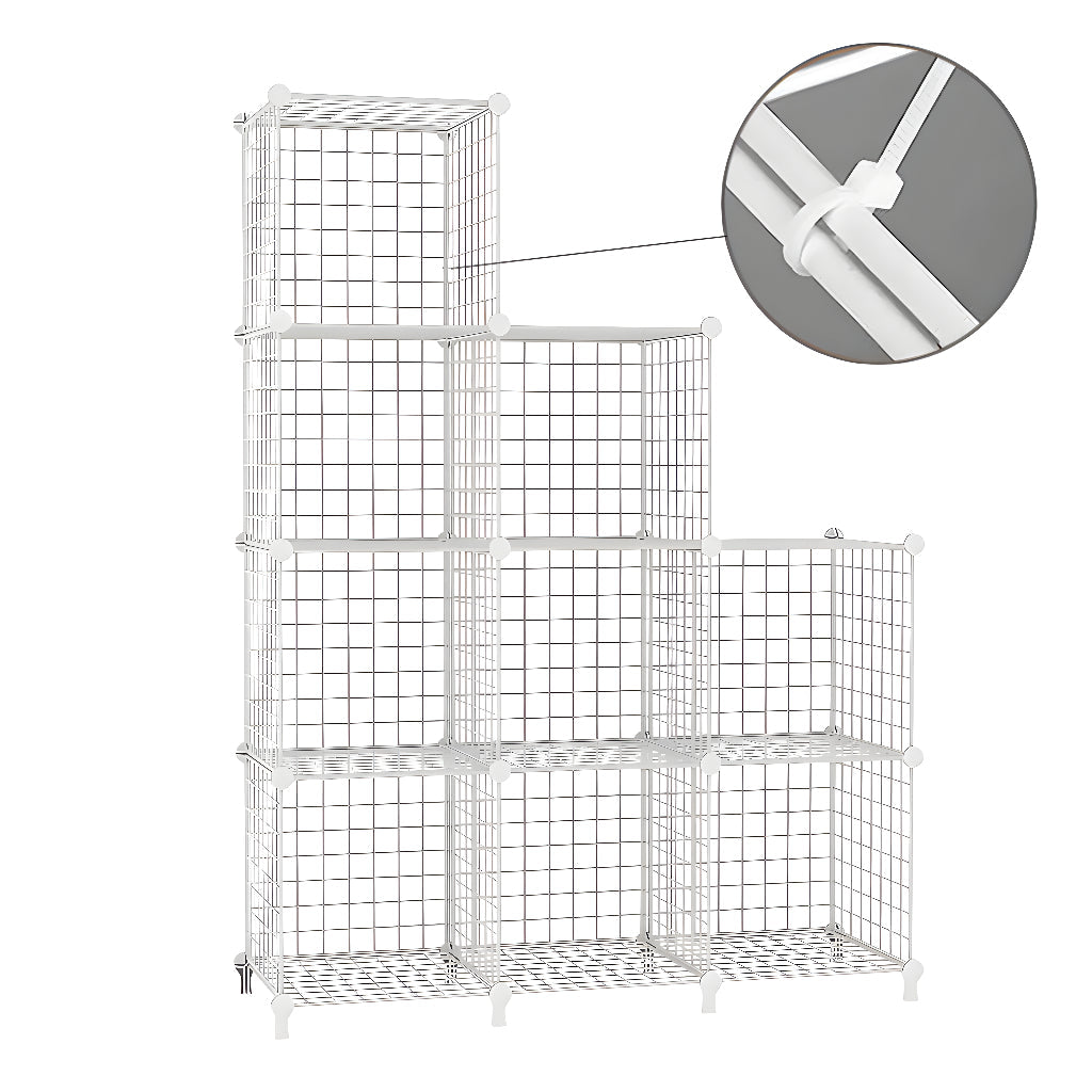 SOGA White Portable 9-Cube 3 Column Storage Organiser Foldable DIY Modular Grid Space Saving Shelf 149cm