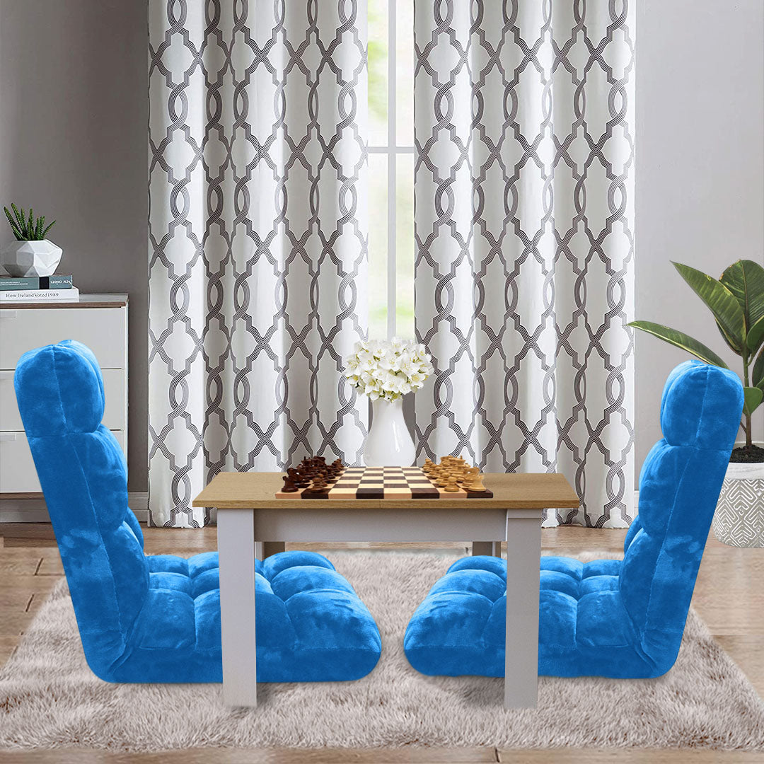 SOGA Floor Recliner Folding Lounge Sofa Futon Couch Folding Chair Cushion Blue x4