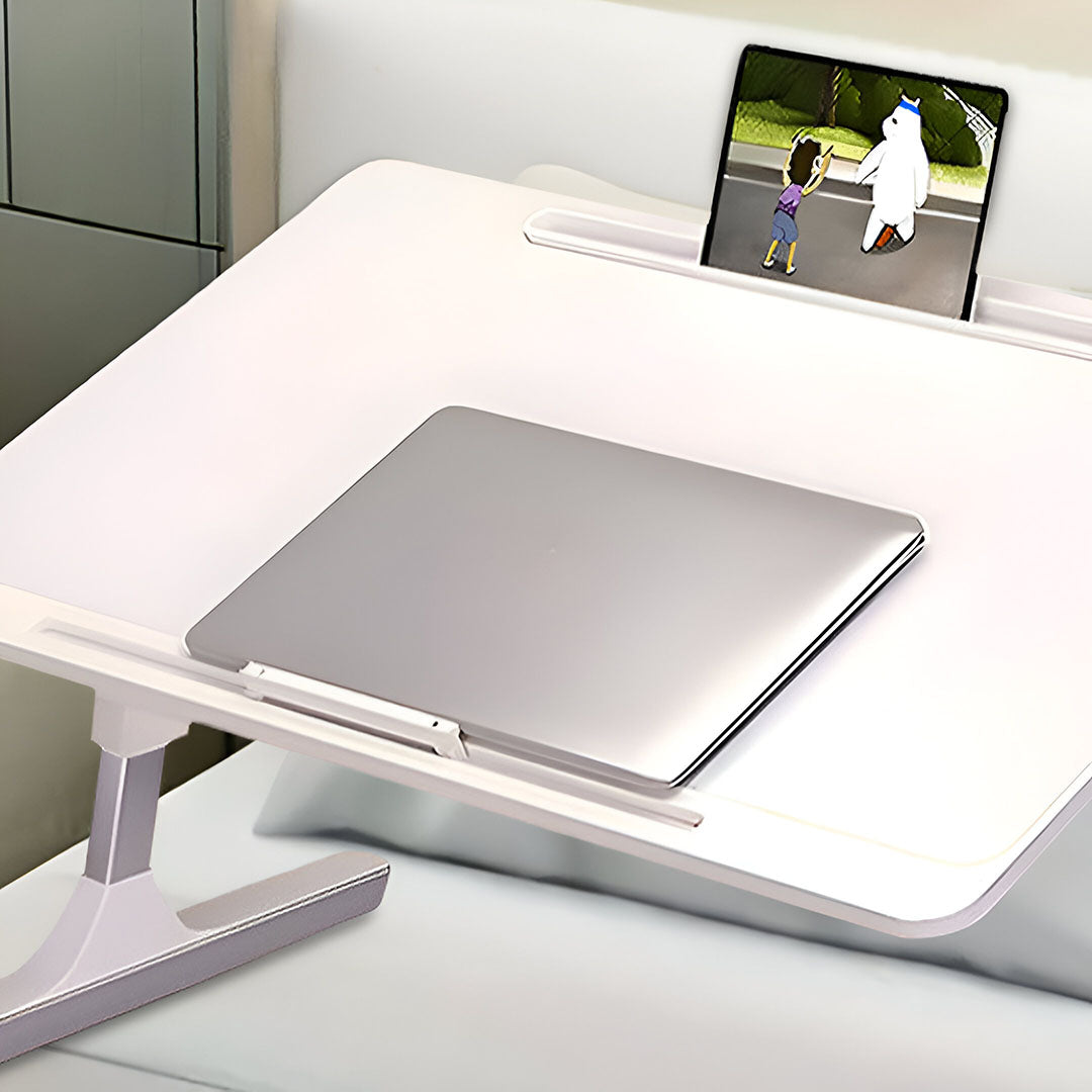 SOGA 60X40cm White Small Laptop Bed Portable Foldable Study Table Adjustable