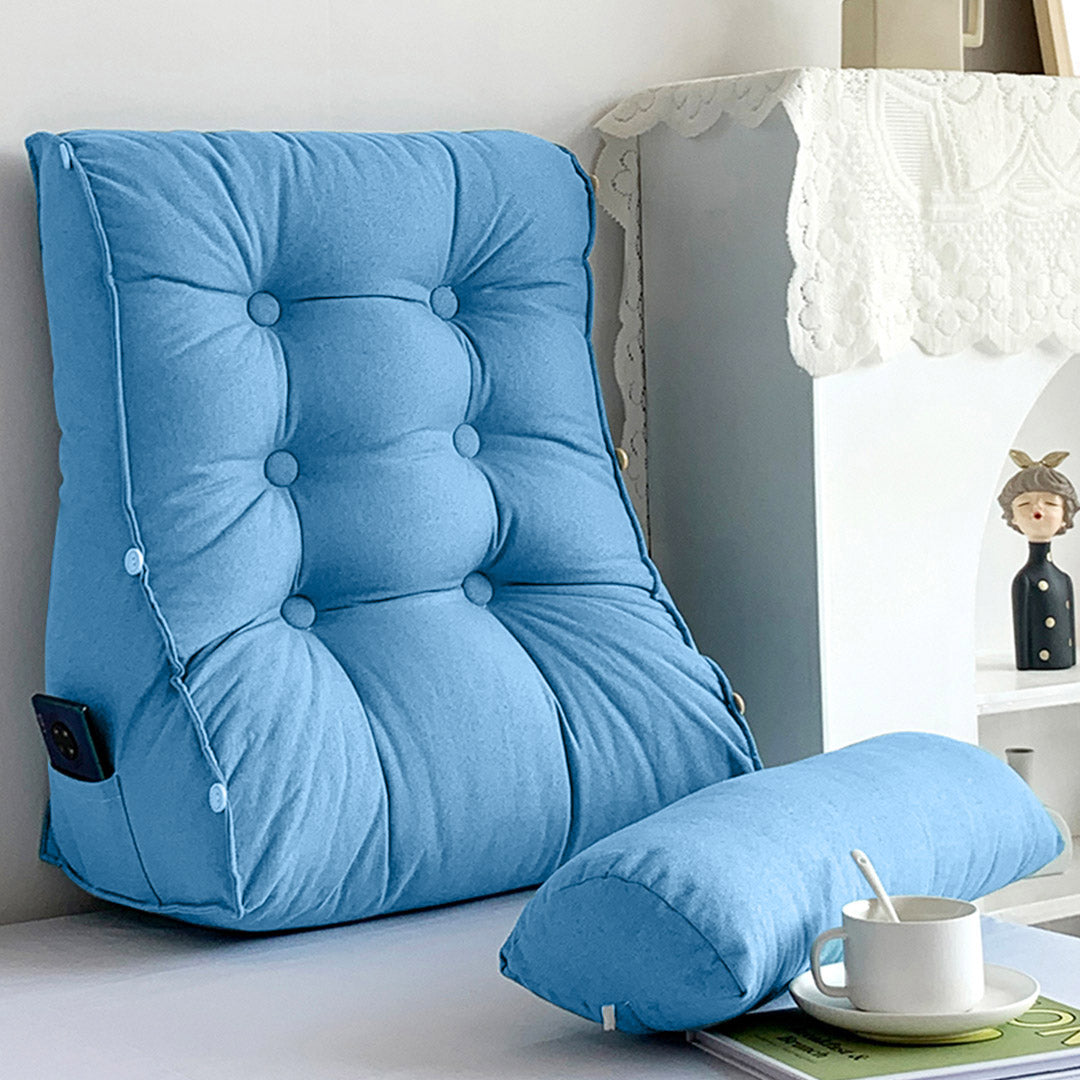 SOGA 4X 45cm Blue Triangular Wedge Lumbar Pillow Headboard Backrest Sofa Bed Cushion Home Decor