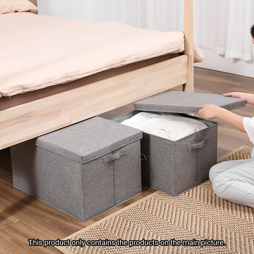 SOGA Grey Medium Foldable Canvas Storage Box Cube Clothes Basket Organiser Home Decorative Box