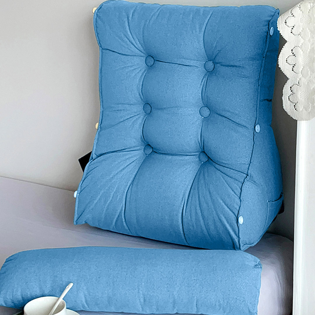SOGA 4X 45cm Blue Triangular Wedge Lumbar Pillow Headboard Backrest Sofa Bed Cushion Home Decor