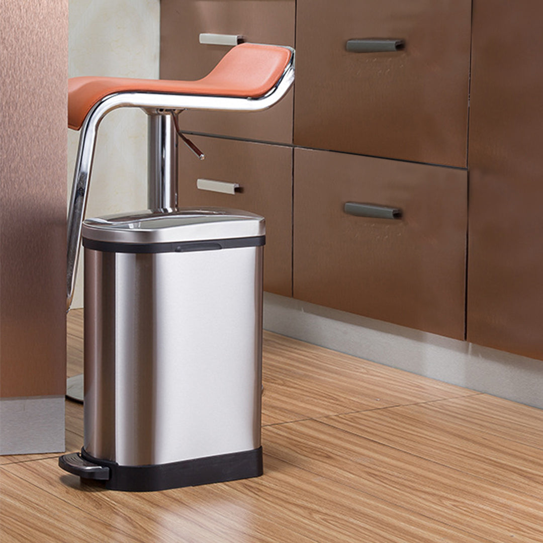 SOGA 4X Foot Pedal Stainless Steel Rubbish Recycling Garbage Waste Trash Bin 10L U