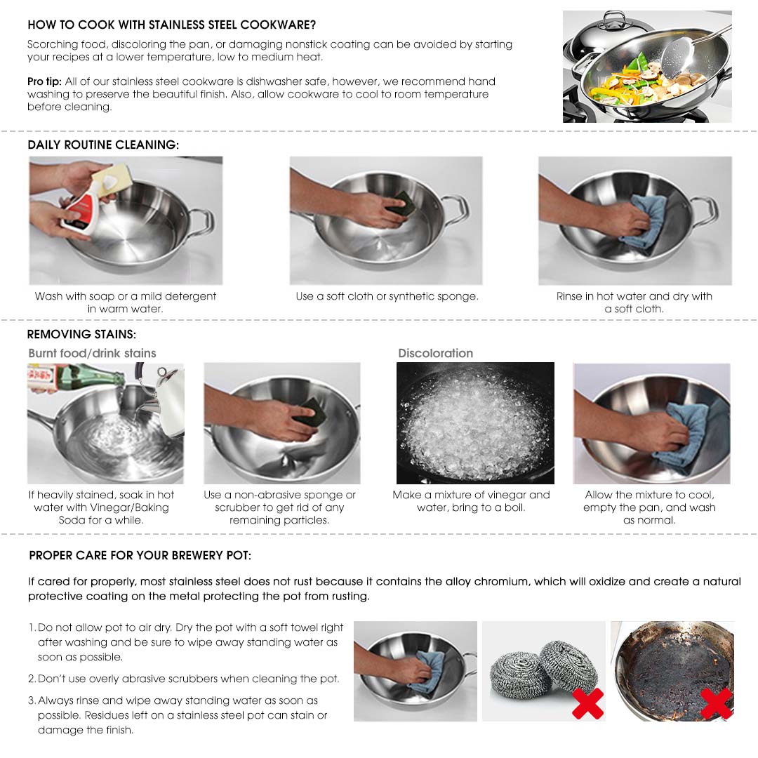 SOGA Stainless Steel Fry Pan 22cm 34cm Frying Pan Induction Non Stick Interior
