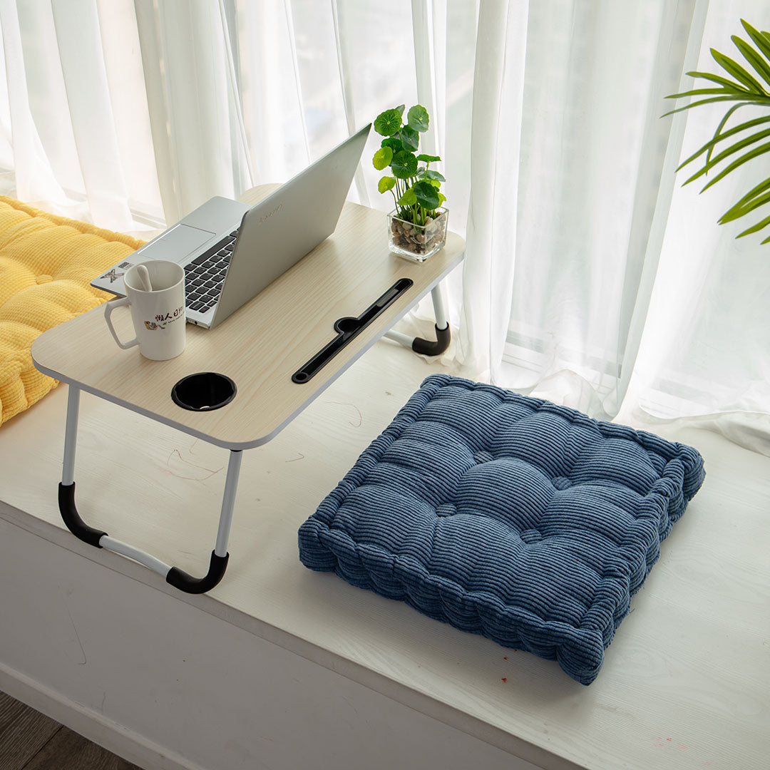 SOGA 2X Blue Square Cushion Soft Leaning Plush Backrest Throw Seat Pillow Home Office Decor