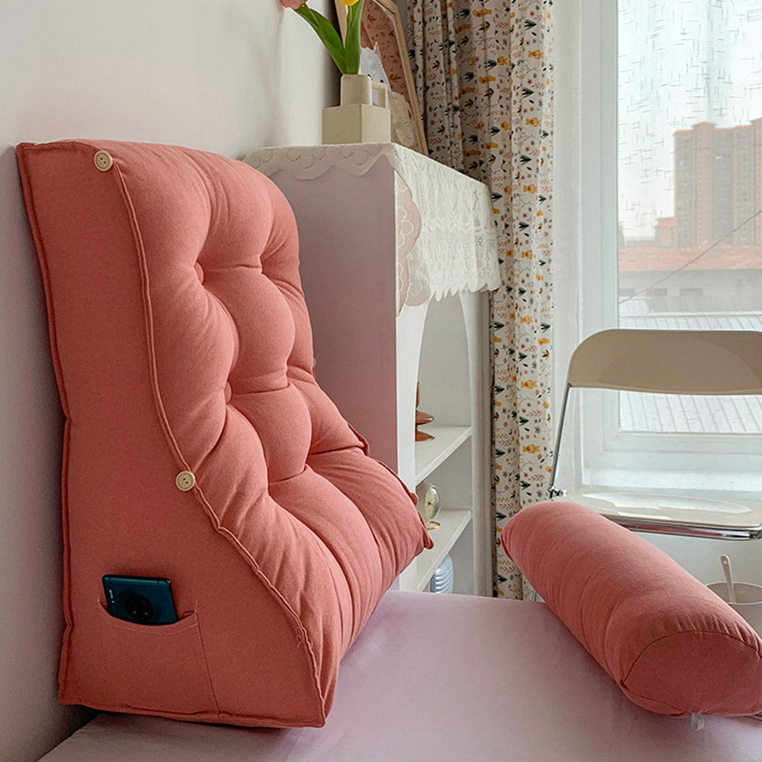 SOGA 2X 60cm Peach Triangular Wedge Lumbar Pillow Headboard Backrest Sofa Bed Cushion Home Decor