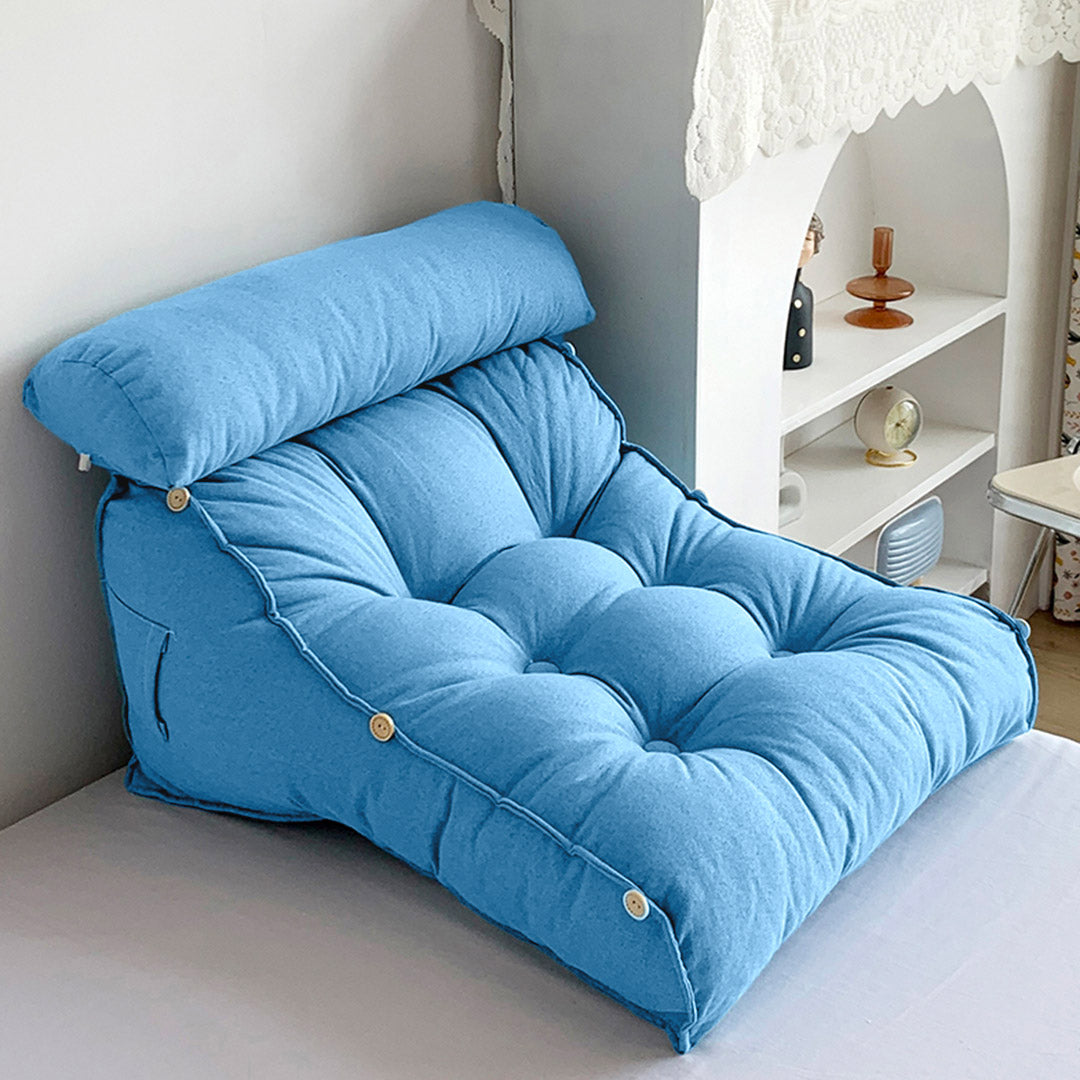 SOGA 4X 45cm Blue Triangular Wedge Lumbar Pillow Headboard Backrest Sofa Bed Cushion Home Decor