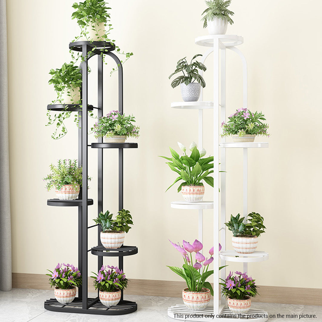 SOGA 6 Tier 7 Pots White Metal Plant Rack Flowerpot Storage Display Stand Holder Home Garden Decor
