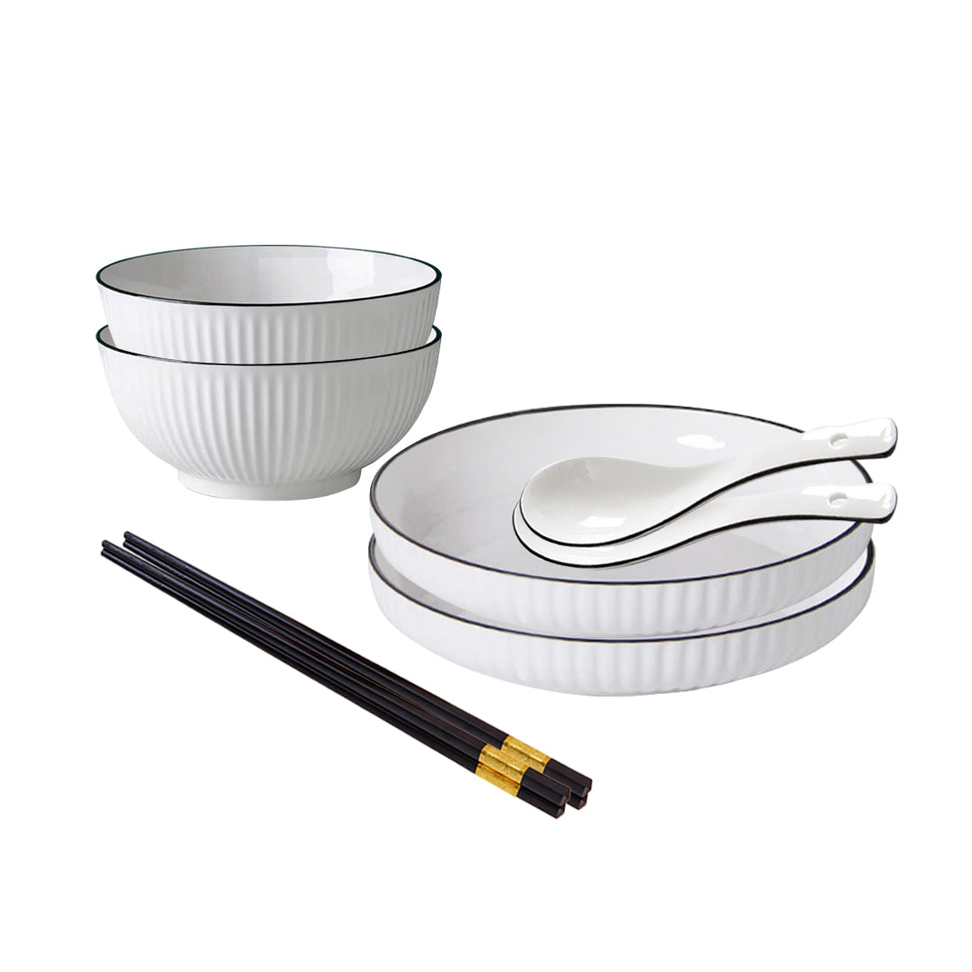 White Ceramic Dinnerware Bowl Set