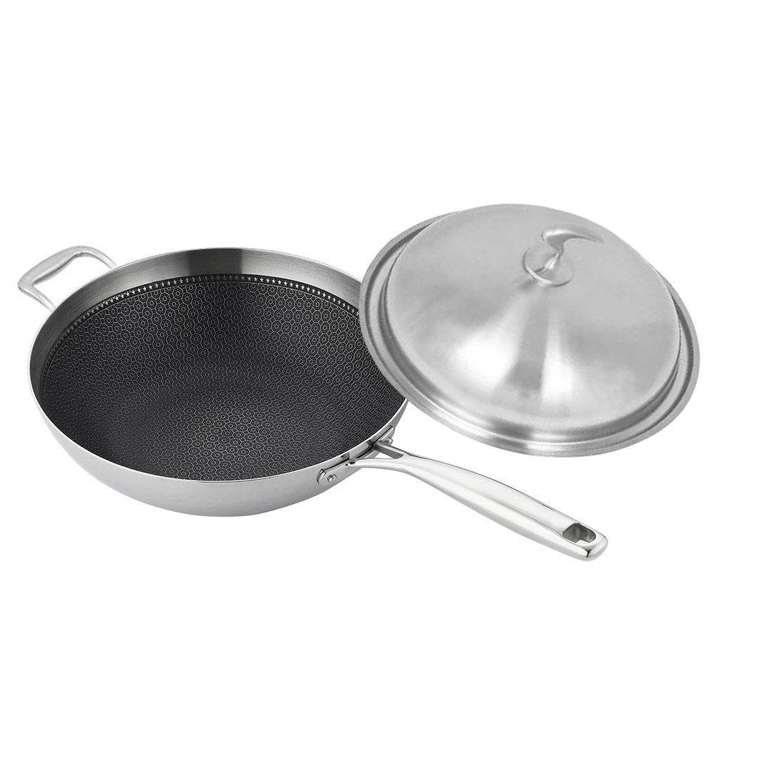 Non-Stick Frying Pan With Helper Handle And Lid