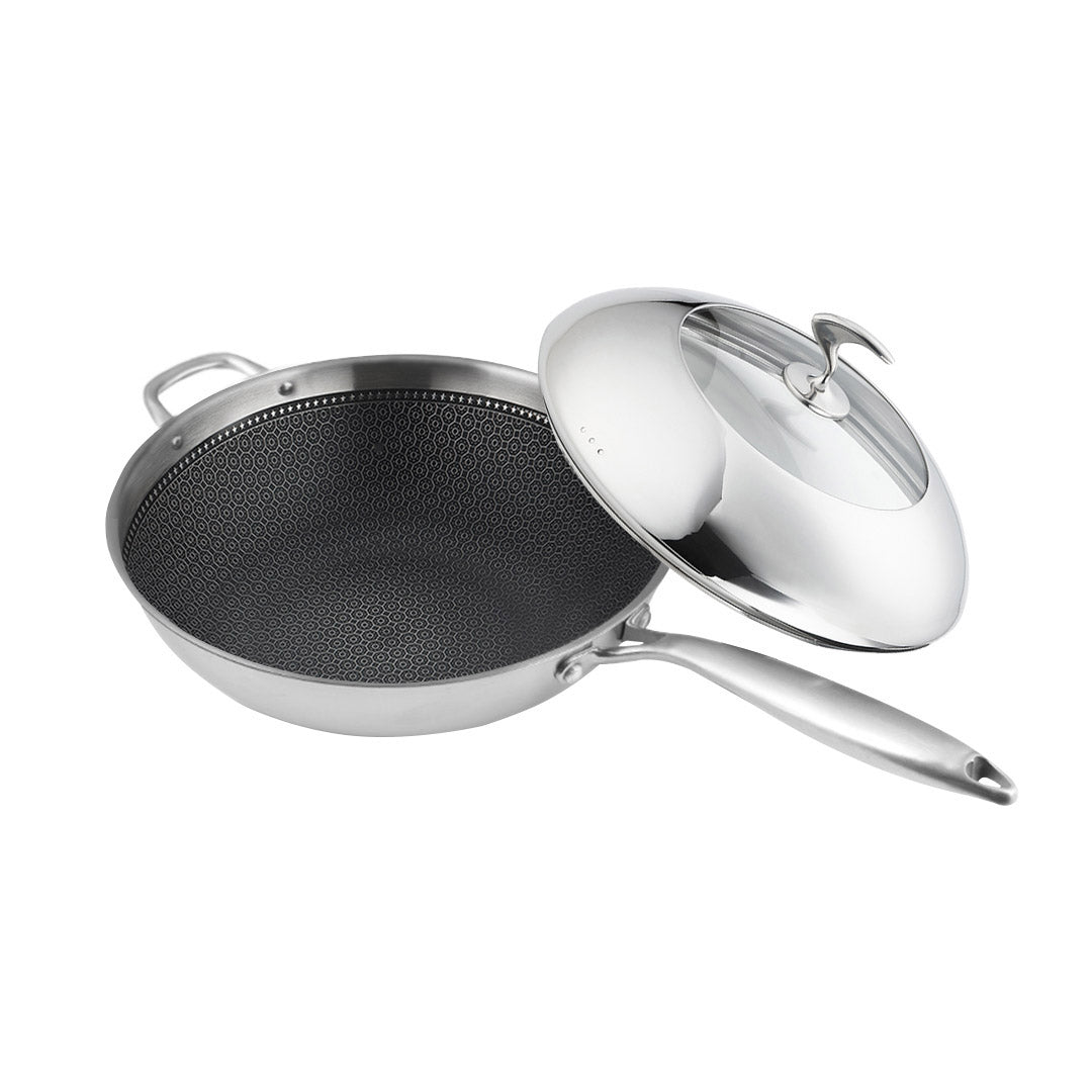 Non-Stick Frying Pan With Helper Handle And Lid