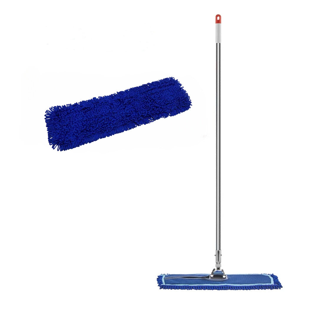 SOGA 100cm Blue Microfiber Flat Mop Floor Cleaning Pads Rotating Dust Remover