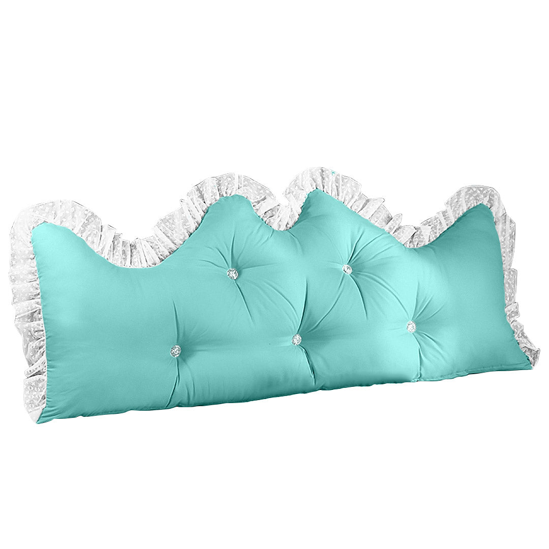 SOGA 120cm Light Blue Princess Bed Pillow Headboard Backrest Bedside Tatami Sofa Cushion with Ruffle Lace Home Decor