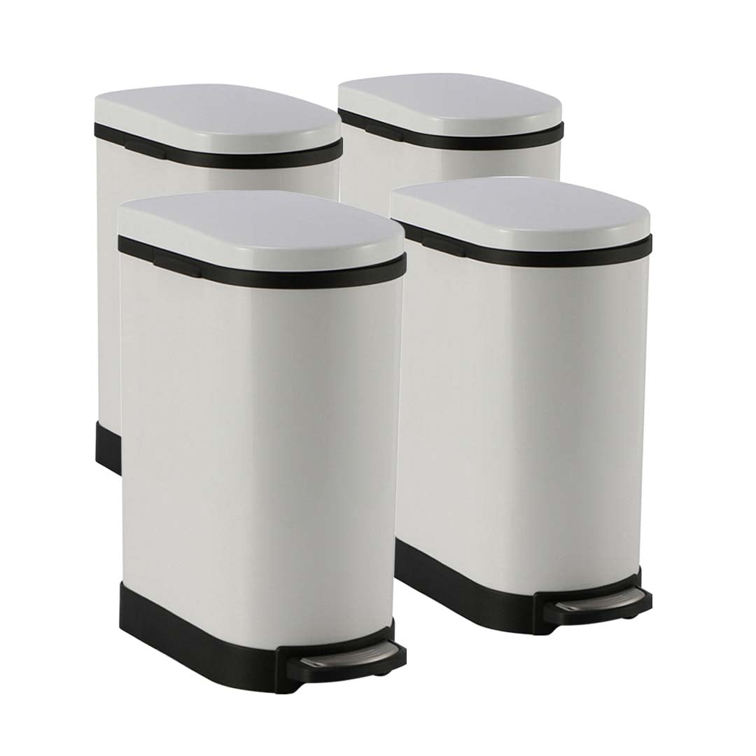 SOGA 4X Foot Pedal Stainless Steel Rubbish Recycling Garbage Waste Trash Bin U White 10L
