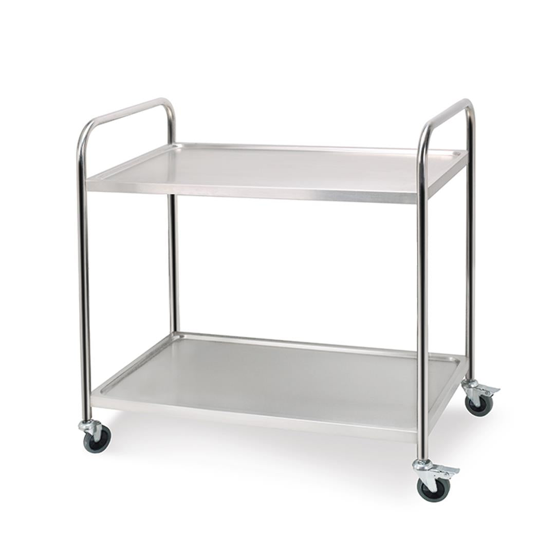 SOGA 2 Tier Stainless Steel Kitchen Dinning Food Cart Trolley Utility Round 86x54x94cm Large