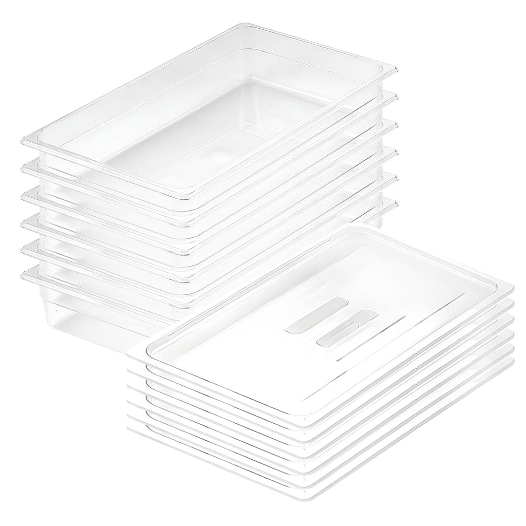 SOGA 100mm Clear Gastronorm GN Pan 1/1 Food Tray Storage Bundle of 6 with Lid