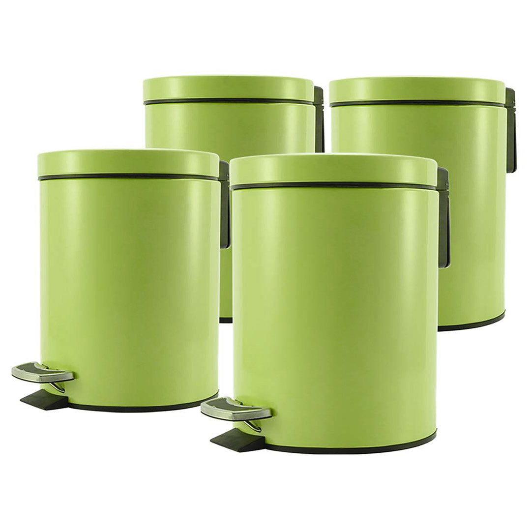 SOGA 4X Foot Pedal Stainless Steel Rubbish Recycling Garbage Waste Trash Bin Round 12L Green