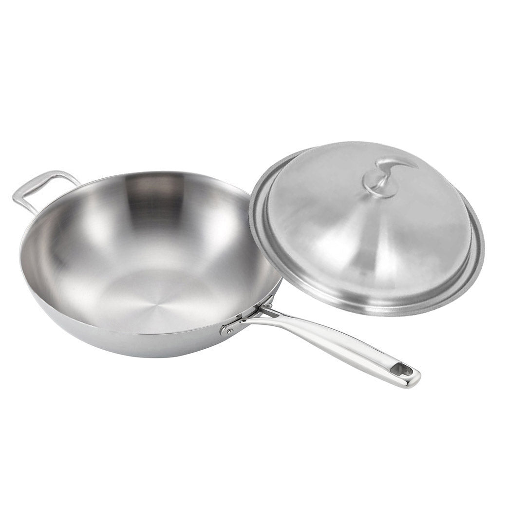 Frying Pan With Helper Handle and Lid