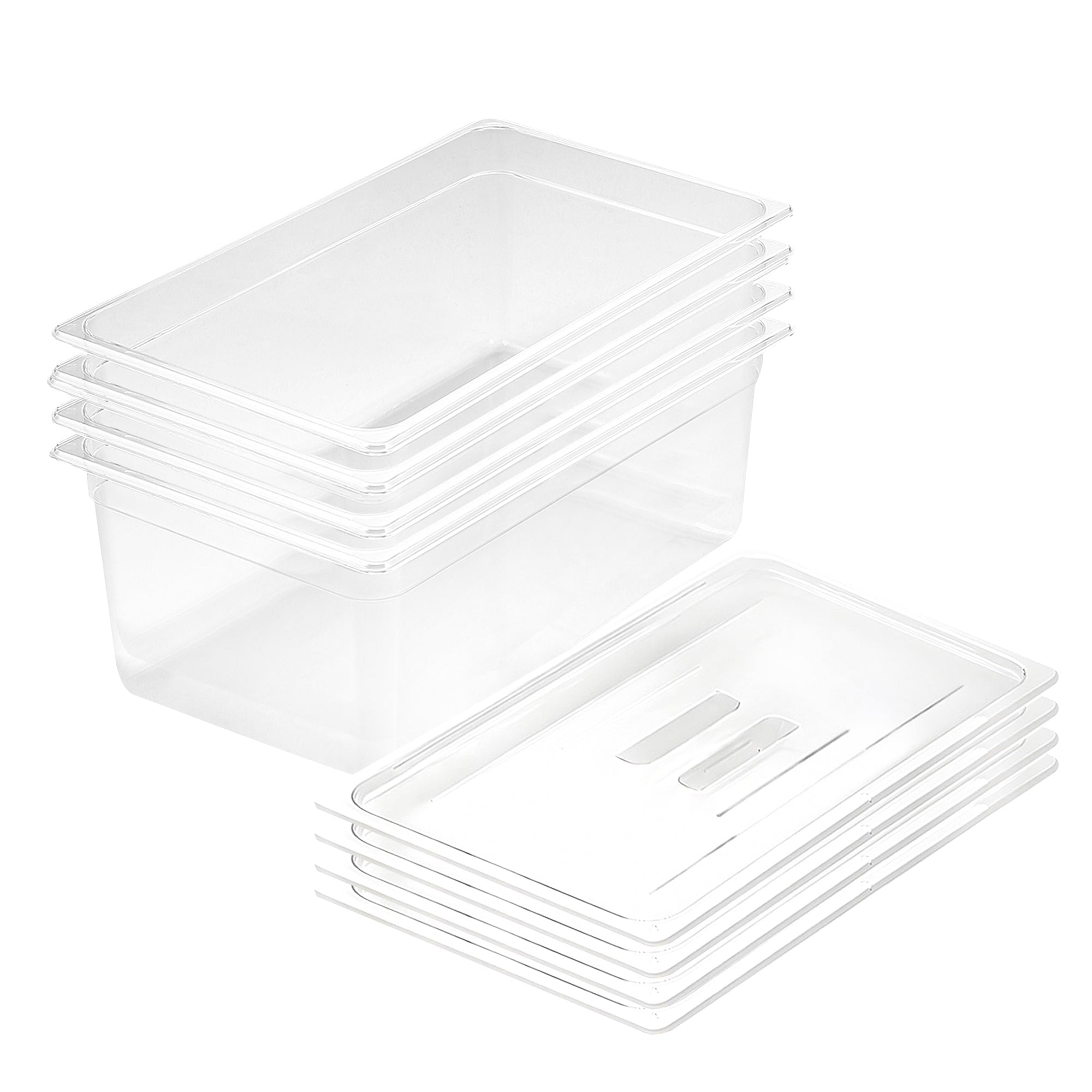 SOGA 200mm Clear Gastronorm GN Pan 1/1 Food Tray Storage Bundle of 4 with Lid