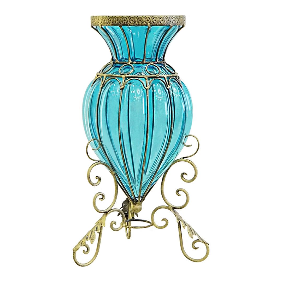 Blue Glass Flower Vase