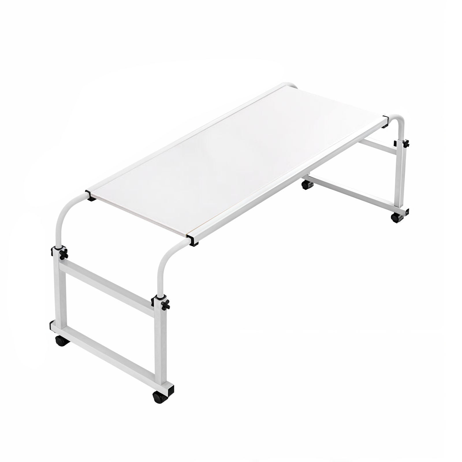 SOGA 140x45cm White Cross Bed Movable Desk Table w/ Adjustable Length & Height