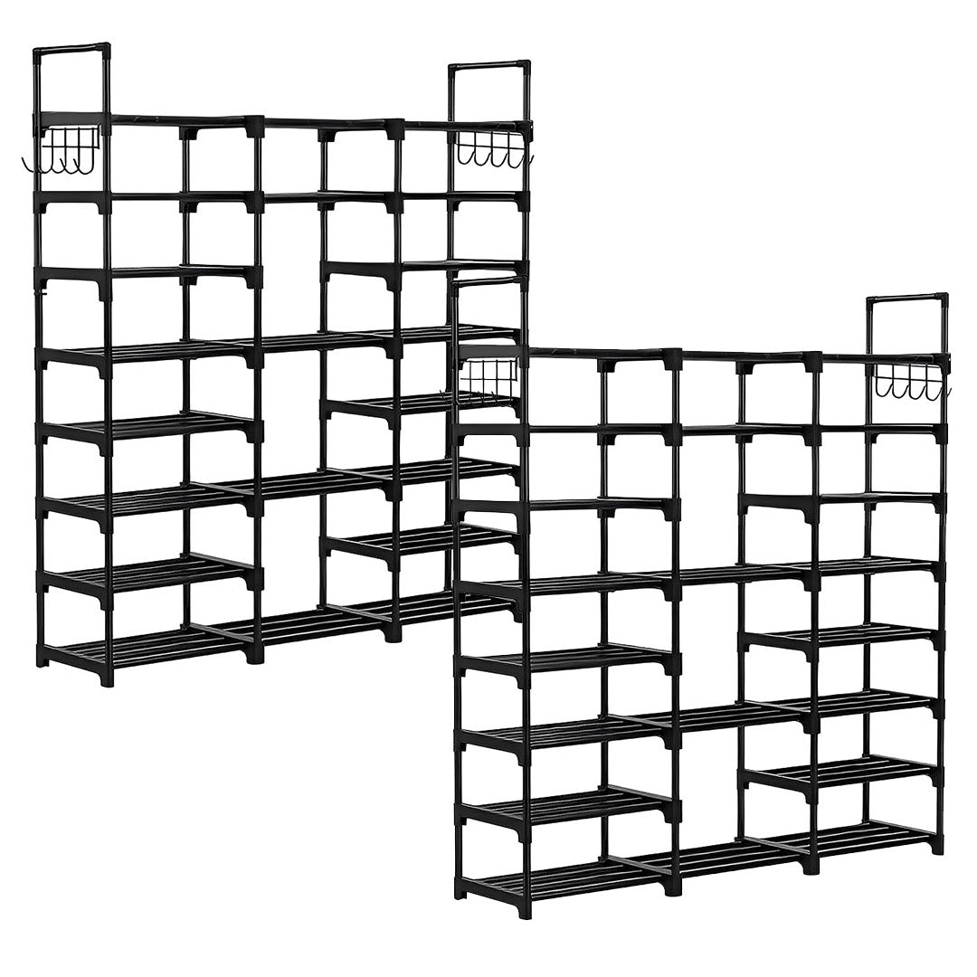 SOGA 2X 21-Shelf Tier Shoe Storage Shelf Space-Saving Caddy Rack Organiser with Handle