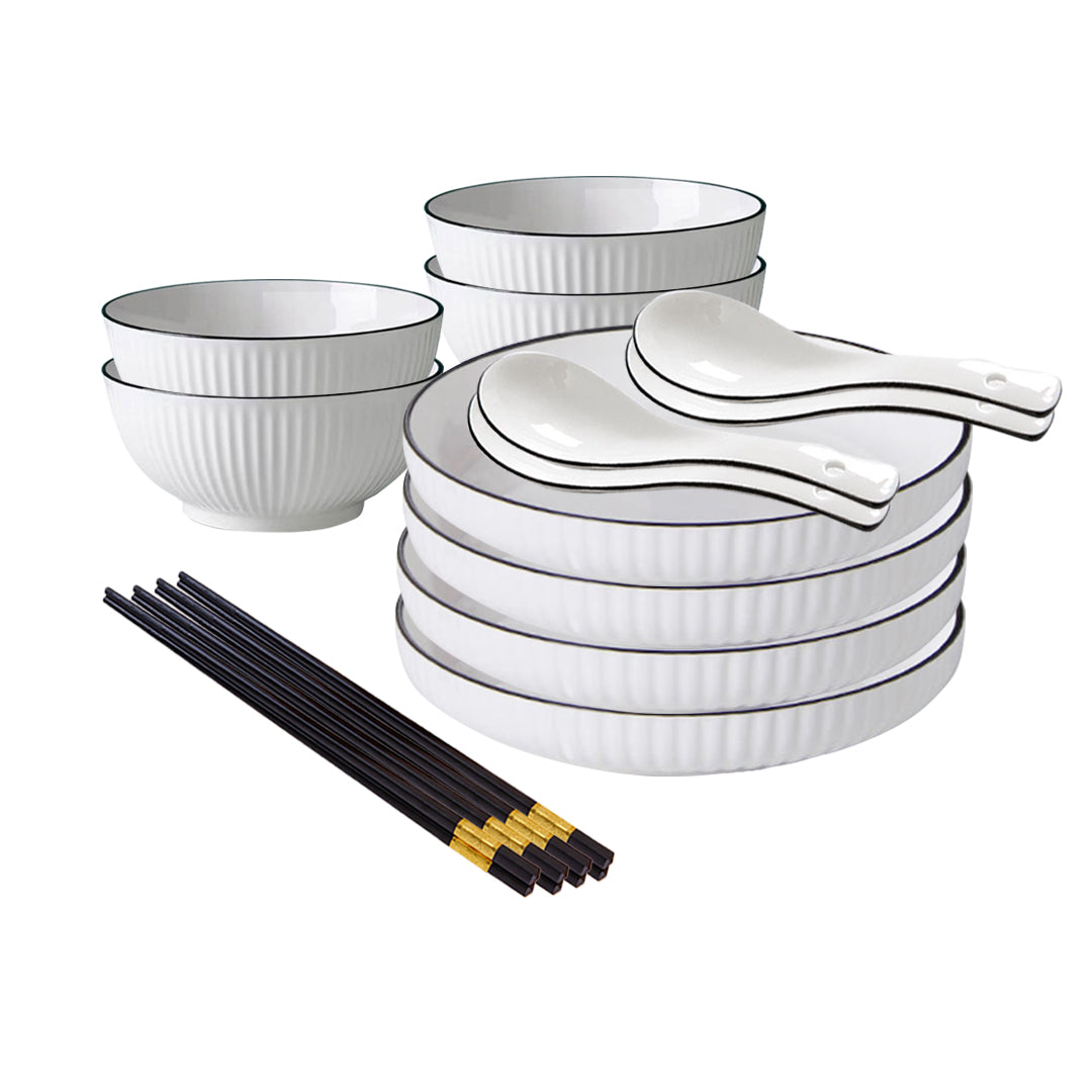 White Ceramic Dinnerware Bowl Set